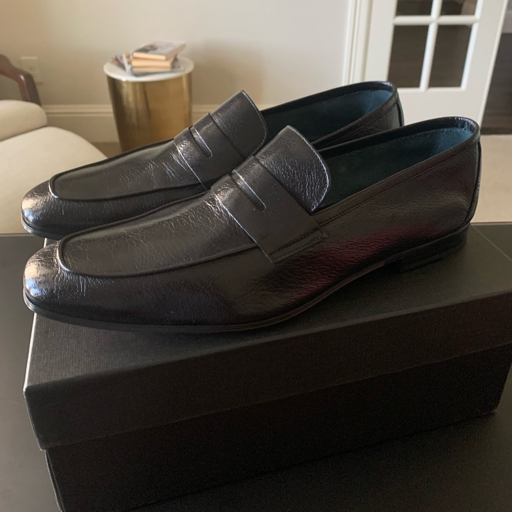 New! Paul Smith, Black Leather Loafers, Size label 12 (runs a size large). New!